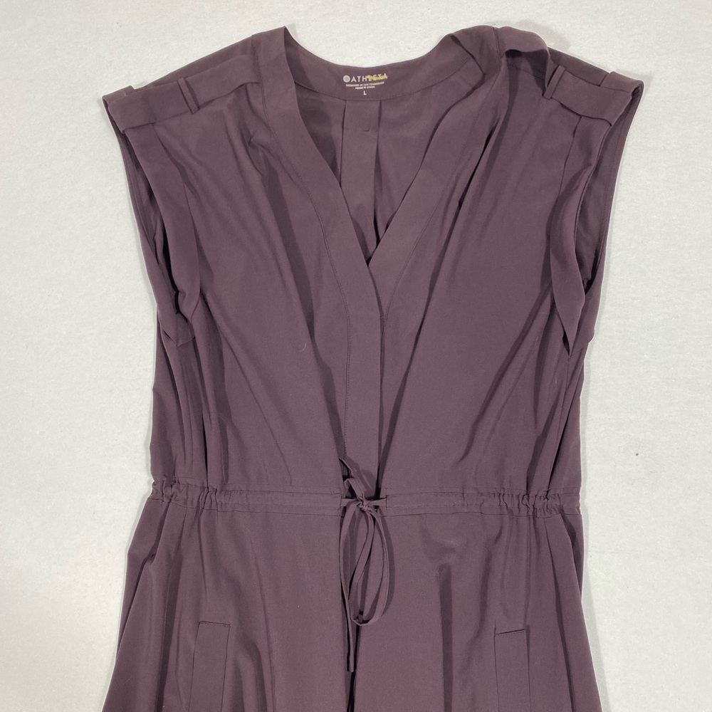 Athleta Mara Maxi Button Down Athleisure Travel Dress in wild raisin size large - Picture 4 of 16